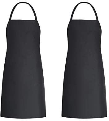 Weavric Unisex-Lätzchenschürze ohne Tasche, schwarz, waschbar, 81,3 x 71,1 cm, mit langen Bändern, für Damen, Herren, Koch, Küche, Basteln, Zeichnen, 2 Stück