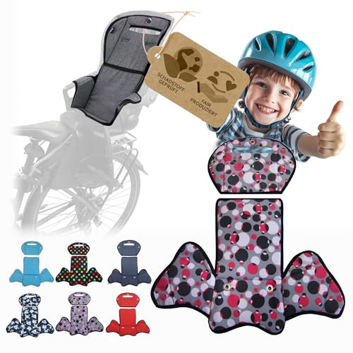 Ersatzbezug Sitzkissen Bezug [Auflage für Kinder Fahrradsitz] kompatibel mit Römer Jockey MOD 4 (grau pinke Kreise)