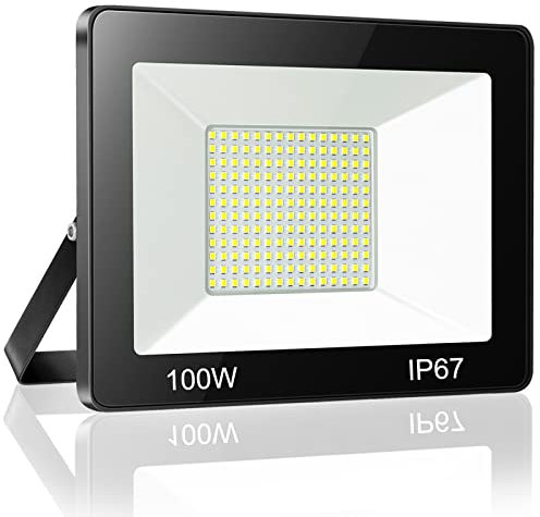 YIQIBRO 100W LED Strahler Außen, IP67 Wasserfest Fluter Flutlicht, 10000LM 6500K Kaltweiß Superhell LED Scheinwerfer Aussenstrahler für Lager, Garten, Garage, Hof, Parkplatz