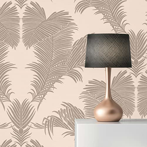 TADESSI Tapete Bäume Blätter Aurora M1-No.1688 Vliestapete Beige Glänzend Palmen für Wohnzimmer Schlafzimmer Küche
