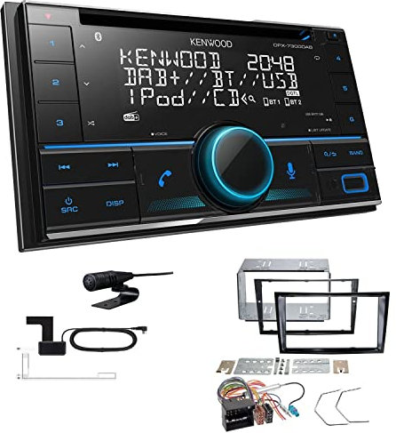 Kenwood DPX-7300DAB 2-DIN Autoradio mit Bluetooth Digitalradio DAB+ USB CD passend für Opel Astra H 2004-2010 Piano Black ohne Canbus