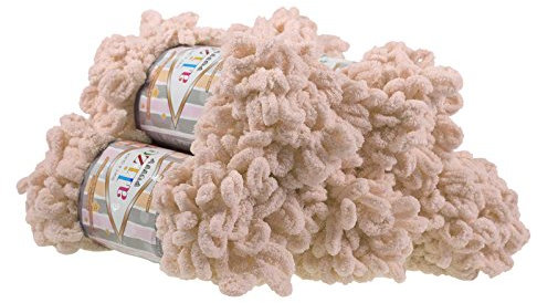 500g Strickgarn ALIZE Puffy Uni, stricken ohne Nadeln auch für Anfänger geeignet, Farbe:310 honey beige