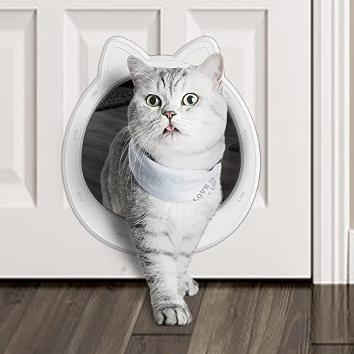Caremyworld Large Cat Door Interior Door, No-Flap Cat Door for Interior Door, Pet Door for Cats, Easy DIY Setup, No Training, Up to 22 LBS, Easy to Install(Snow White)