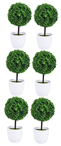 NOLITOY 6 Stück Pflanzkugeln Dekorative Tischplatte Künstlicher Formschnitt Dekorative Kugeln Pflanzen Im Topf Kunstgrün Künstlicher Bonsai-Baum Künstliche Grünpflanze Künstlicher