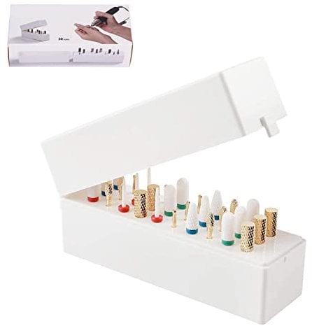 YUYTE Nail Drill Holder, Nail Drill Storage Box Dustproof Stand Displayer Organizer Container 30 Holes for Beauty Salon and Household (No Drill)
