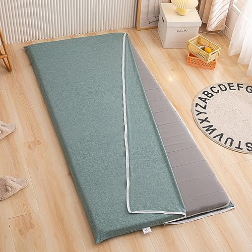 100% Weicher Futon-Bezug Für Traditionelle Shikibuton-Boden-Futon-Matratze,Waschbare Baumwoll-Tatami-Matten-Schutzhülle Mit Reißverschluss,Staubschutz Ohne Matratze,Grün,Twin/90x200cm