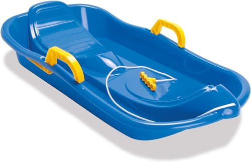 Dantoy Kinderschlitten mit Bremsen, Rodelbob, Schlitten für Winterschnee, blauer Schlitten Bob