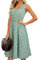 II ININ Women's Summer Midi Sundress V Neck Sleeveless Button Floral Beach Vacation Tank Dress Pockets(Floral-Green,L)