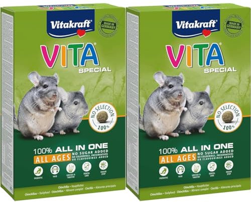 Vitakraft Vita Special All Ages, Hauptfutter für Chinchillas, mit Gräsern und Kräutern, mit Tierärzten entwickelt, fördert die optimale Verdauung (1x 600g) (Packung mit 2)