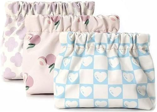 3 Pezzi Mini Trousse Trucch Impermeabile Pochette Trucchi Piccola Senza Cerniera Chiusura Automatica Borsa Cosmetica per Conservazione Cosmetici, Accessori (B)