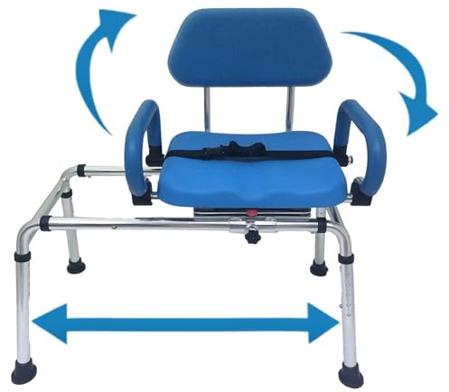 Mobi Bench Dusch-/Badewannensessel, drehbar, 2024 Version – Drehsitz, wasserdichte Polsterung mit schwenkbaren Armen, verstellbare Höhe, kompaktes Design für Badewannen – Handicap & Senioren