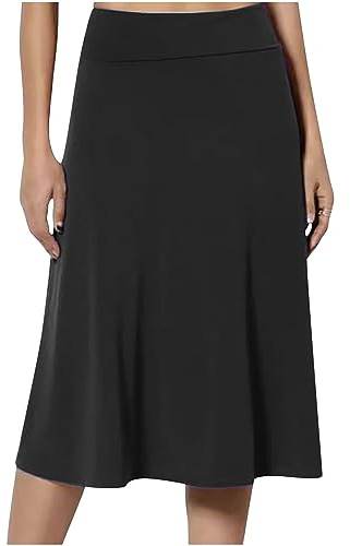 NSICBMNO Black Skirts for Women UK Long Pleated Skirts Midi Flared Tennis Golf Summer Pencil A Line Midi High Waisted Pull On Skirt
