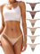 TIICHOO Periodenunterschwäsche Thong Sexy Spitze Menstruationsunterwäsche Thong Perioden String Tanga 6er Pack(XXL, 2Braun/2Nude/2Beige)