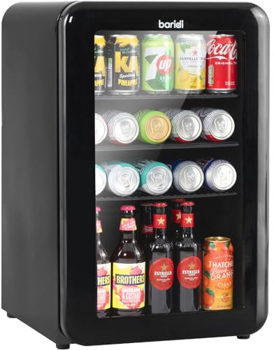 70L Under Counter Wine Beer Drinks Fridge Cooler - Glass Front Retro Style Black