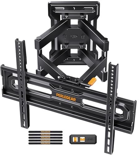 Perlegear TV Wall Bracket for 23-70 inch TVs up to 50kg, Adjustable TV Bracket with Tool-Free Tilt, Swivel, Preassembled Wall Mount Arms, 3 level Height Settings, Max VESA 400x400mm, PGMF18