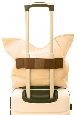 Trolley Strap Carryon Luggage Strap Over Suitcase Handle for Attaching Carryon Bag Travel Accessories TSA Approved Carry-On Add a Bag Belt Sleeve for A Tote Backpack Purse (Dark Brown)