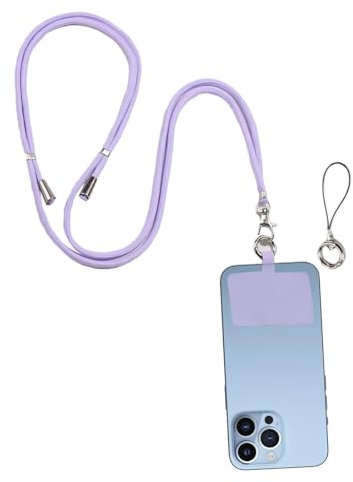 Rurunklee Lanière de téléphone avec patch - Cordon tour de cou réglable en nylon - Compatible avec la plupart des smartphones, violet, Refer to description