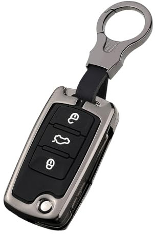 Sucxyor Compatible avec Volkswagen Coque Protection Clé VW Golf 4/5/6 Polo Up Jetta Alliage de Zinc Coque de Couverture de clé Passat T*iguan Skoda Seat Leon étui pour clé avec Porte Clés