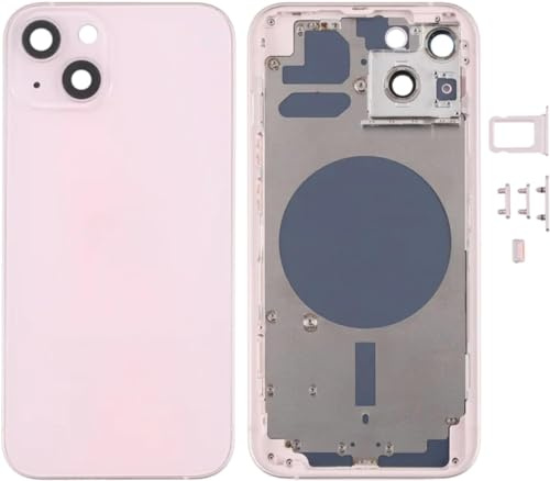 Globalstock Chassis Arriere en Vitre pour iPhone 13 + Coque + Tiroir SIM Compatible Nu Noir/Blanc/Rouge/Gris Graphite/Bleu/Rose/Vert | Back Cover + Frame (Rose)