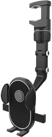 XYWCAI Soporte Móvil Coche,Espejo retrovisor 360 Grados Giratorio y telescópico Sujeta moviles para Coche,Soporte para movil Coche para iPhone 15/14/13/ Samsung Xiaomi