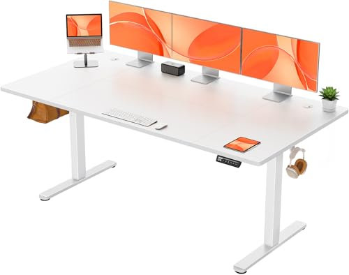 ErGear Elektrisch Höhenverstellbarer Schreibtisch 180x80 cm, Schreibtisch Höhenverstellbar mit 4 Memory-Funktion, Gaming Tisch mit Vierteilige Tischplatte