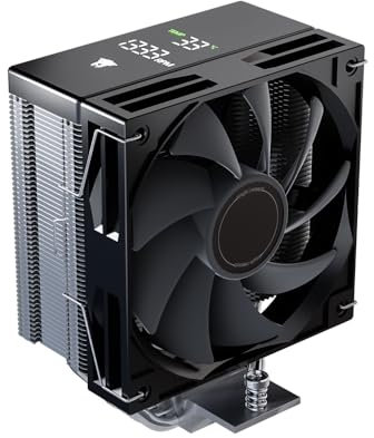 Jungle Leopard AF401 DGT CPU Cooler With Display,12CM 1600RPM 65.6CFM 4PIN PWM Fan,for Intel LGA 1700/1200/115X/1851,for AMD AM4/AM5 (BK)