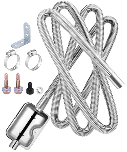 Fentar 200CM Diesel Heater Exhaust Pipe, Stainless Steel Exhaust Pipe, Flexible Car Exhaust Tubing, Sturdy Rustproof Car Heater Gas Vent Hose, Diesel Heater Accessories with Muffler Hose Clips