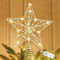 Weihnachtsbaumspitze, 11,8 Zoll Christbaumspitze, Weihnachtsbaum Spitze Stern, Weihnachtsdeko mit 10 LED Glitzernd Perle, LED Stern Tannenbaum Deko, Batteriebetrieb Durchbrochen Christbaumschmuck