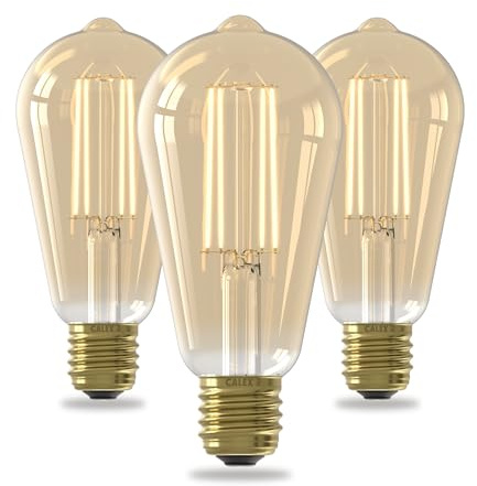 CALEX LED Lampe E27, ST64, Filament, Vintage Gold, 2100K Warmweiß Licht, dimmbar, 4W, 3er Pack