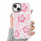 RUMDEY Clear Hibiscus Flower Case for iPhone 13 Mini 5.4, Cute Preppy Floral Crystal Pattern Aesthetic Design Soft Slim Anti-Yellow Protective Shockproof TPU Phone Cover for Women Girls - Pink