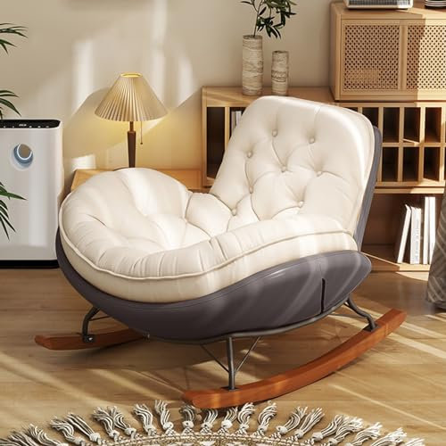 Schaukelstuhl für draußen, Schaukelstuhl für drinnen und draußen für die Veranda, übergroßer Eierstuhl, gepolsterter Schaukelstuhl für Veranda, Wohnzimmer, Terrasse, Garten, Hof (grün) (dunkelgrau, E