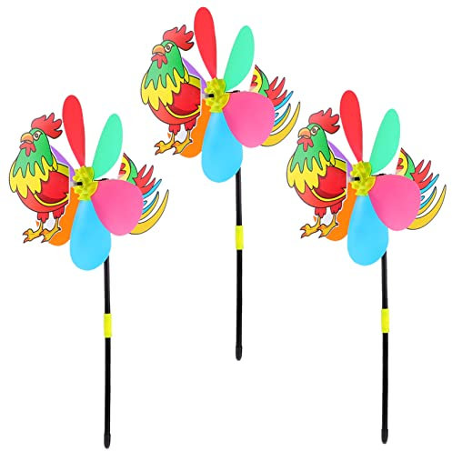 JOINPAYA 3 Stück 3D-hahn Windrad Garten Dekoration Für Kinder Leicht Und Bunt Für Outdoor Aktivitäten Rasen Und Balkon Dekoration