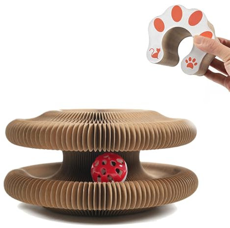 Kitty Curls Magic Cat Scratcher Board with Ball Toy: Interactive Indoor Adventure for Cats, Ideal Scratching & Play Tool, Provides Mental & Physical Stimulation for Your Feline Friend