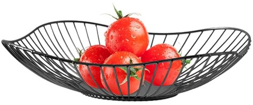 yztju cesta de alambre, frutero para encimera - fruta ligera | Bandeja organizadora para servir alimentos para naranjas, plátanos, limones, fresas y uvas.