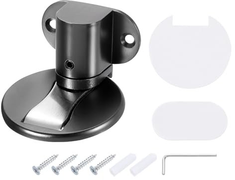 sourcing map Magnetic Door Stopper, Silent Magnetic Floor Door Stop, Adjustable Floor Door Catch with Adhesive Tape and Screws Shock Absorbing for Bedroom Office Bathroom, Gray