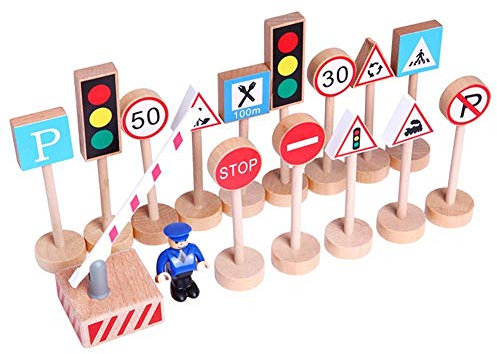 Lpitoy 16 Pièces Panneaux De Signalisation Routière Playset Panneaux De Signalisation Playset Mini Feux De Circulation Jouet Panneaux De Signalisation Jouets pour Enfants Jouant