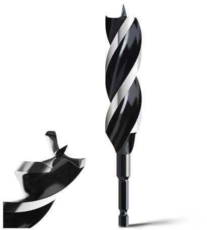 28x155mm Holzbohrer Holzschlangenbohrer für Weichholz, Hartholz mit Zentrierspitze und E 9.5 Schaft