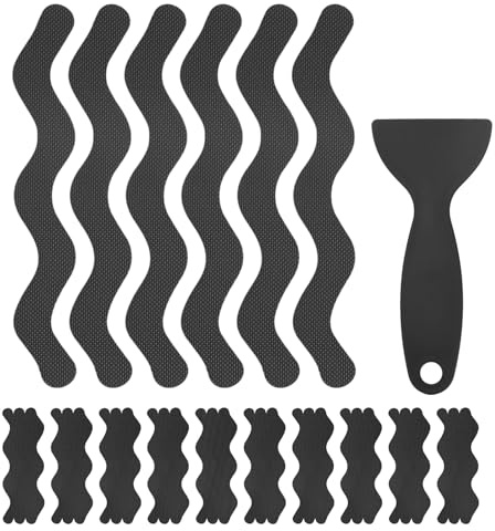 M METERXITY 36 PCS Anti Slip Shower Stickers Black S Bathtub Non-Slip Stickers Safety Bathtub Strips Adhesive Decals with Scraper for Shower/BathTub/Stairs Steps/Floor/Ladders