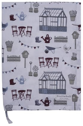 Krasilnikoff – Geschirrtuch KW13325 – My Garden, Blue/Mein Garten, blau
