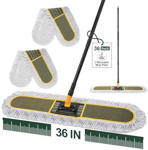 Ylebs 36 Commercial Dust Mop for Floor Cleaning with 1 Refill, 60.5 Inch | Heavy Duty Large Dust Mop for Hardwood Floors,Industrial Floor Duster Wet Dry Mop for Office Garage Warehouse Factory Mall