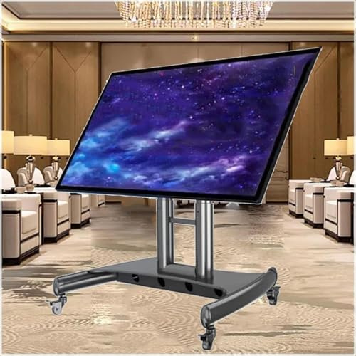 Soporte de TV Resistente, Carrito de TV móvil con Ruedas, para televisores de Pantalla Plana y Curva de 32 a 65 Pulgadas, Altura Ajustable
