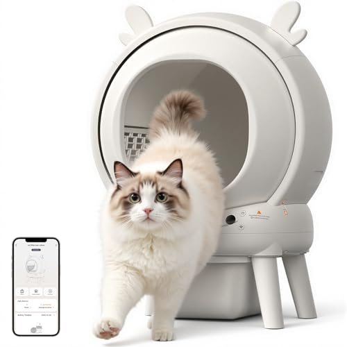 Selbstreinigende Katzentoilette,65L Elektrisches Katzenklo Mit 9 Sicherheitssensoren 2.4GHz App Steuerung,Automatisches Katzenklo Einklemmschutz,Sicherer Katzenklo Automatisch Für Mehrere Katzen