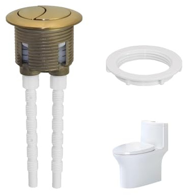 VZU Brushed Brass Toilet Flush Button, Universal Dual Flush for 38-42mm Cistern Hole, Adjustable Spindle, Top/Front Mount for Close Coupled WC