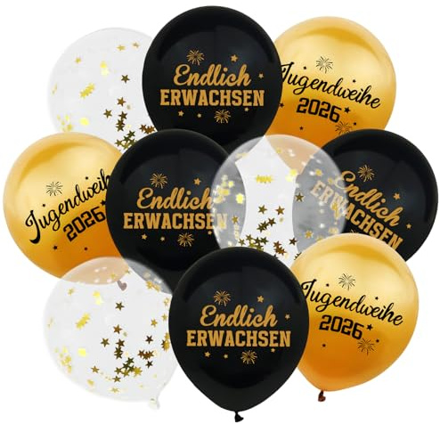 30PCS Jugendweihe Luftballons,Luftballons Jugendweihe Deko,Jugendweihes 2026 Deko Schwarz Gold,Jugendweih Ballons in 3 Stilen,Latex Ballon,Schwarz Gold Ballon für Junge Mädchen,Party Deko,Tischdeko
