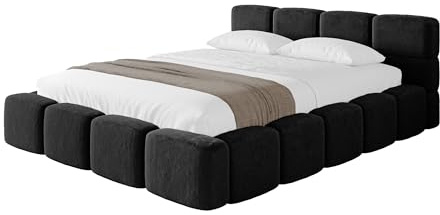 ALTDECOR Polsterbett mit Bettkasten und Lattenrost, Bett mit Kopfteil, Boxbett ohne Matratze, Doppelbett mit Stauraum - NATA-v1 140x200 Schwarz