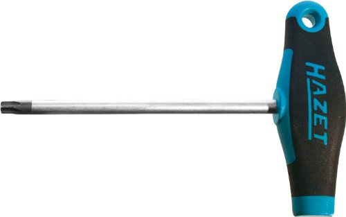 HAZET Schraubendreher, mit T-Griff 828-T6, Innen TORX Profil, SW T6 | Abtrieb Innen TORX Profil, Chrom-Vanadium, verchromt, Spitze brüniert, TORX 1.67 mm, Länge l1 80 mm, Länge l2 98 mm, 9 g