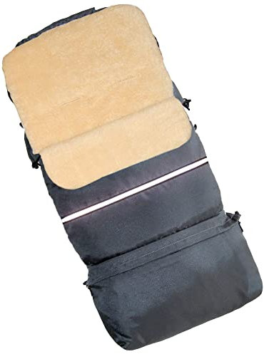 Baby-Joy Winterfußsack FINN XXL 110cm Lammwolle/Polyester THERMOFUßSACK Buggy Kinderwagen | 3in1 Fußsack, Tasche, Krabbeldecke 02 Graphit