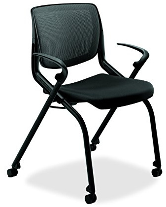 HON Motivate Guest Chair with Fixed Arms, Nesting Stacking Chair, Black (HMN2)