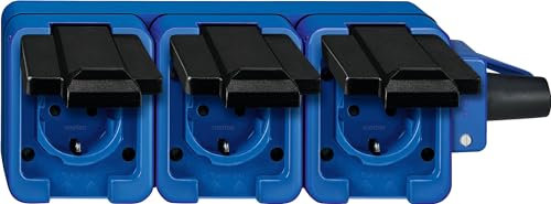 Merten 229393 Mobile SCHUKO-Dreifach-Steckdose, blau, SCHLAGFEST