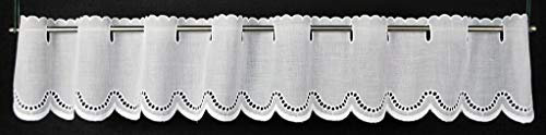 Roytex Scheibengardine Batist gebogter Abschluss 12 cm hoch Weiß - Wunschbreite frei wählbar durch gekaufte Menge in 21 cm Schritten - Meterware